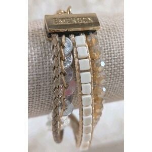 Victoria Emerson Multi Strand Bracelet Boho Gold Beads Coin Charm Neutral
